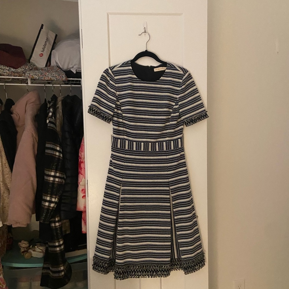 Tory Burch blue and white striped dress